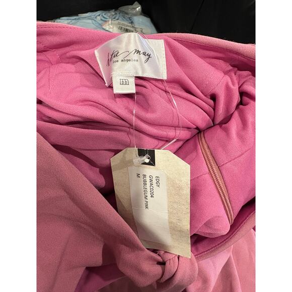 NWT Katie May Edgy One Shoulder Mermaid Formal Gown Bubblegum Pink Women's M - Picture 7 of 8